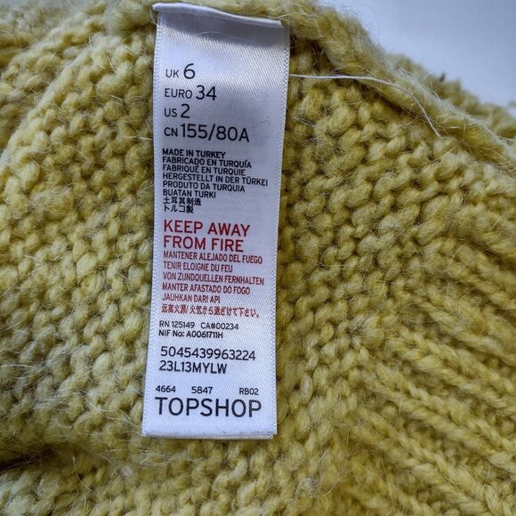 TopShop Wool Blend Tunic Sweater V-Neck Pullover  Women's Small Boho Relaxed - Picture 6 of 7